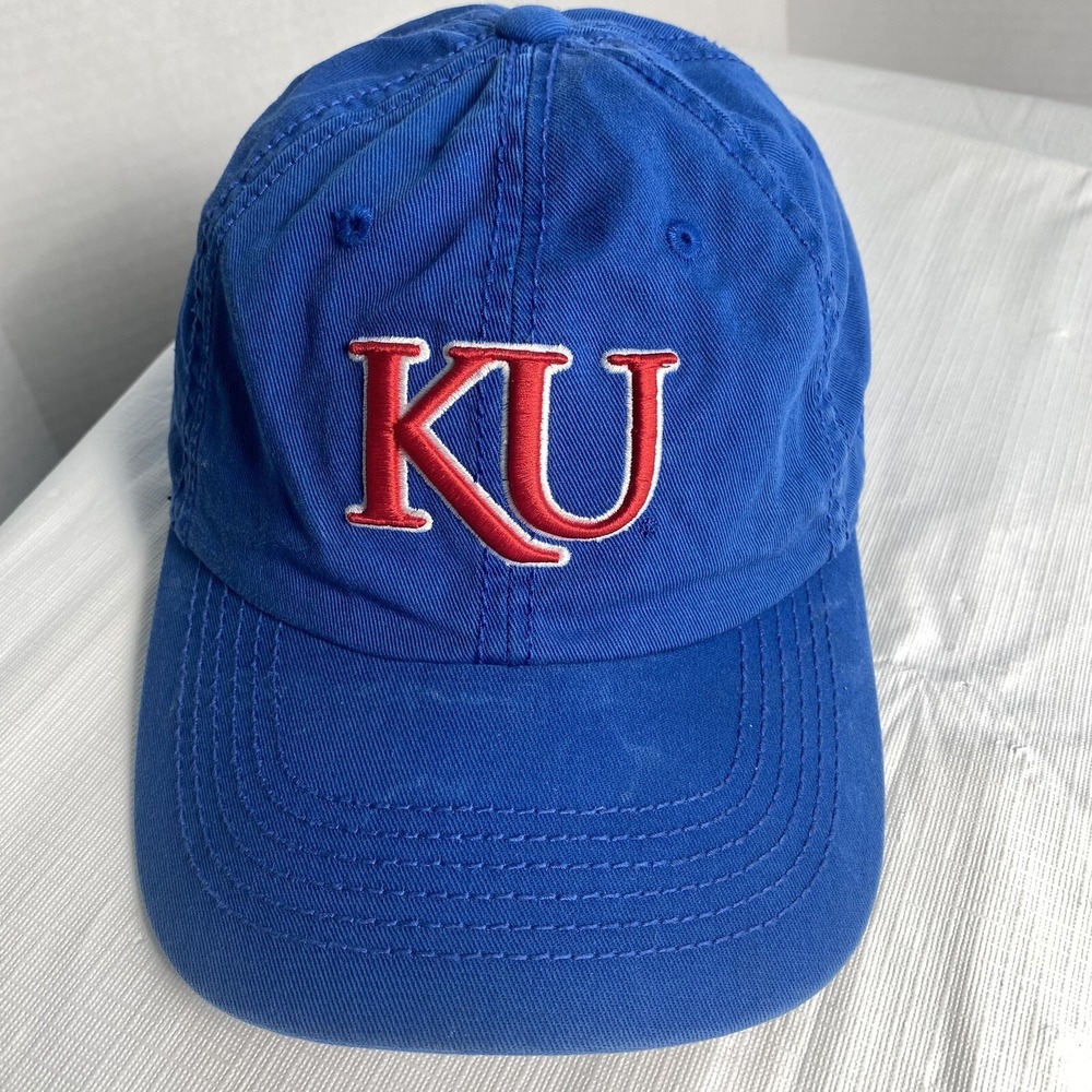 Kansas Jayhawks KU Hat Top Of World Strap back Cap Blue Adjustable VGC